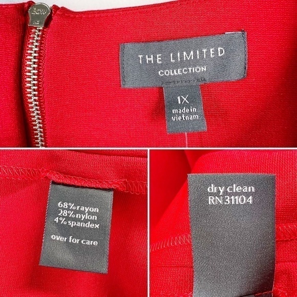 The Limited Red Dress Women’s Sz 1X Bell Sleeves Knee Length Jersey Knit New NWT - Picture 6 of 9